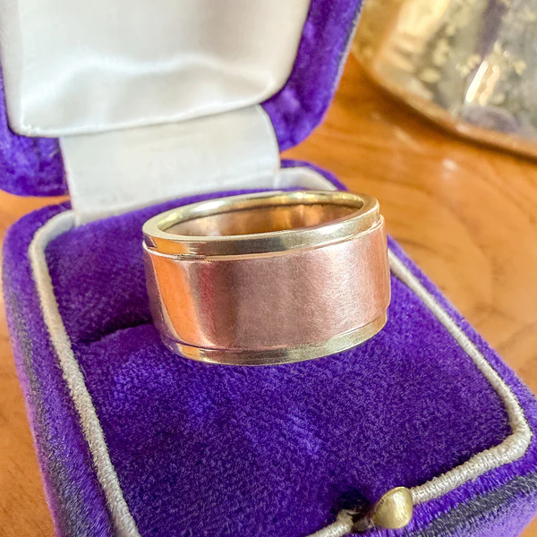 Vintage Wide Two-Toned Wedding Band, Size 6 1/2 - Image 3