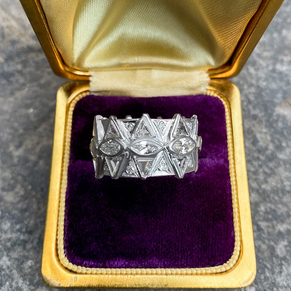 Wide Diamond Eternity Wedding Band Ring, Size 6.5