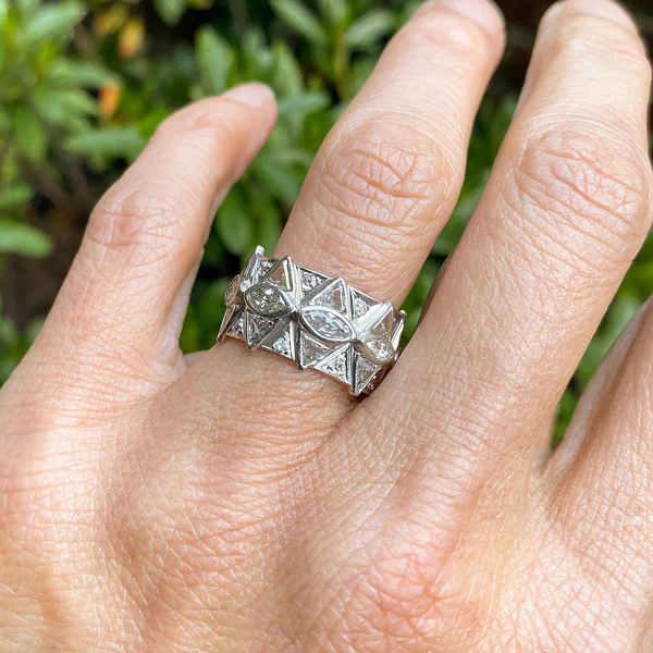 Wide Diamond Eternity Wedding Band Ring, Size 6.5 - Image 3